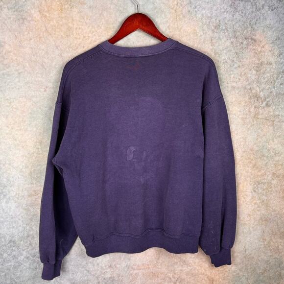 VTG 80s Native American Woman Graphic Sweatshirt Sz M Cherokee Navy Blue Faded - Picture 3 of 9